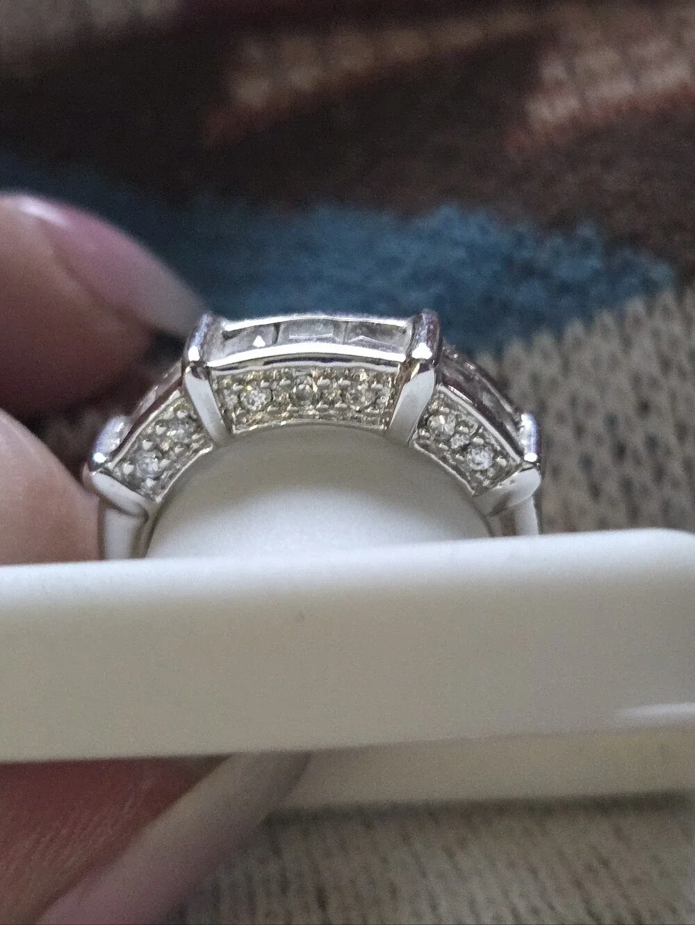 Sterlibf Silver Band With Princess Cut Czs